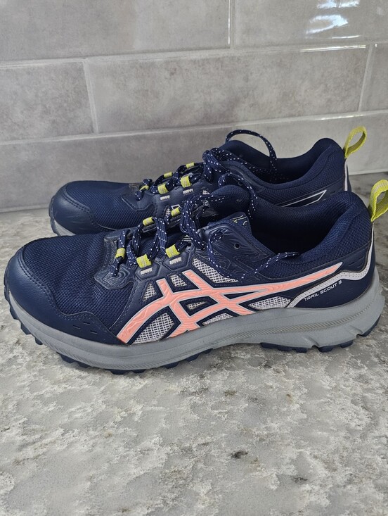 Asics Shoes - ASICS Trail Scout 3 Women's Size 10 Blue Expanse Sun Coral Trail Running Shoes